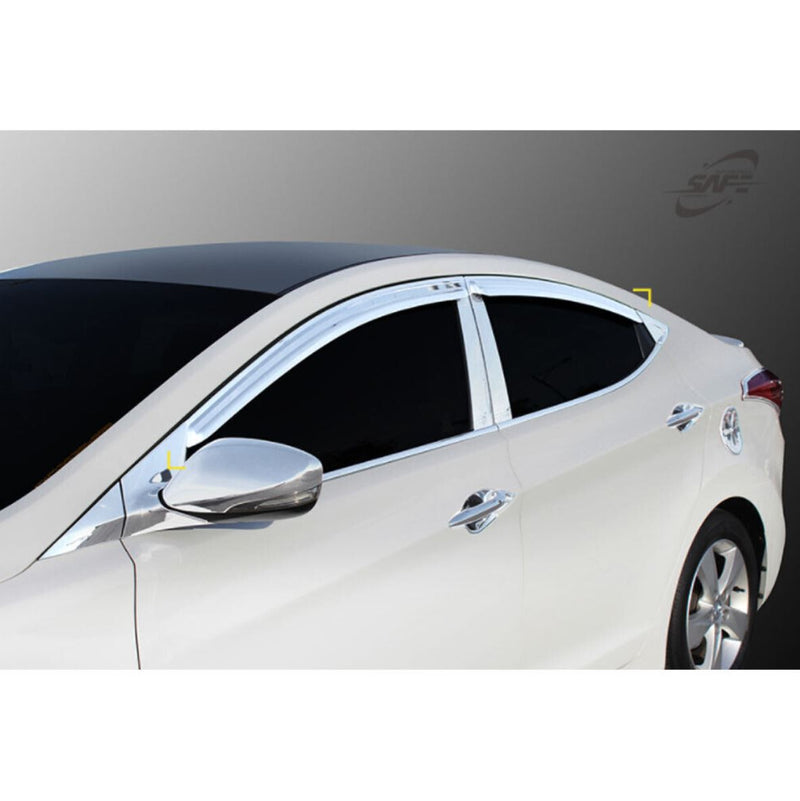 Chrome Window Sun Vent Visor Rain Deflector Guards for Hyundai Elantra MD 11-16