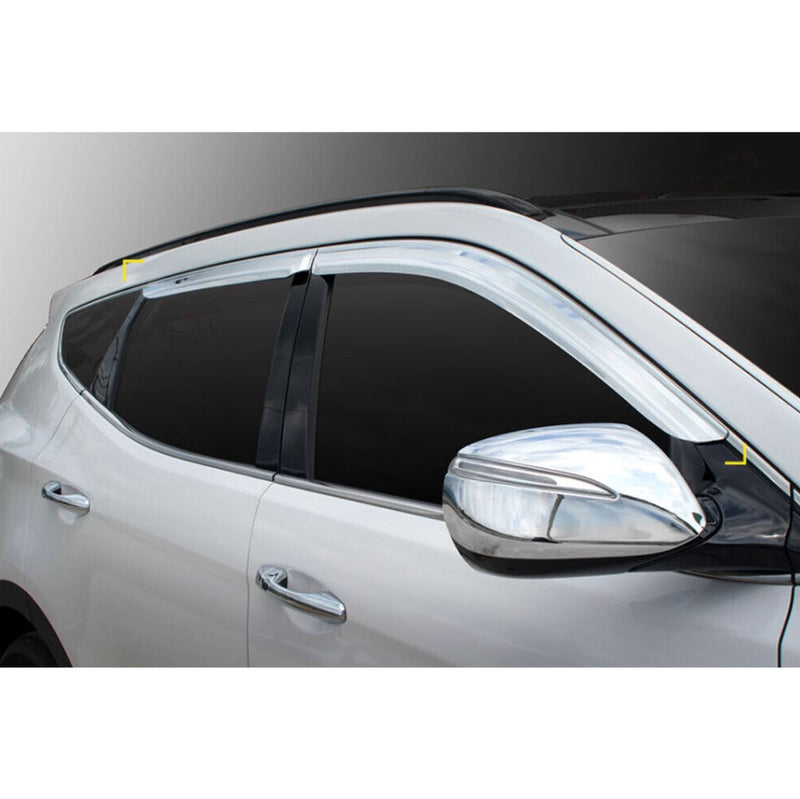 Chrome Window Sun Vent Visor Rain Guards 4P K741 for Hyundai Santa Fe DM 2013-15