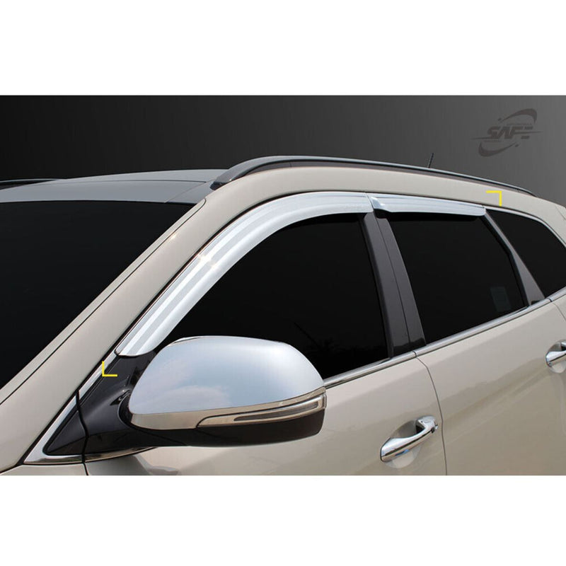 Chrome Window Visor Deflector Rain Guard K749 4P for Hyundai Santa Fe XL 13-19