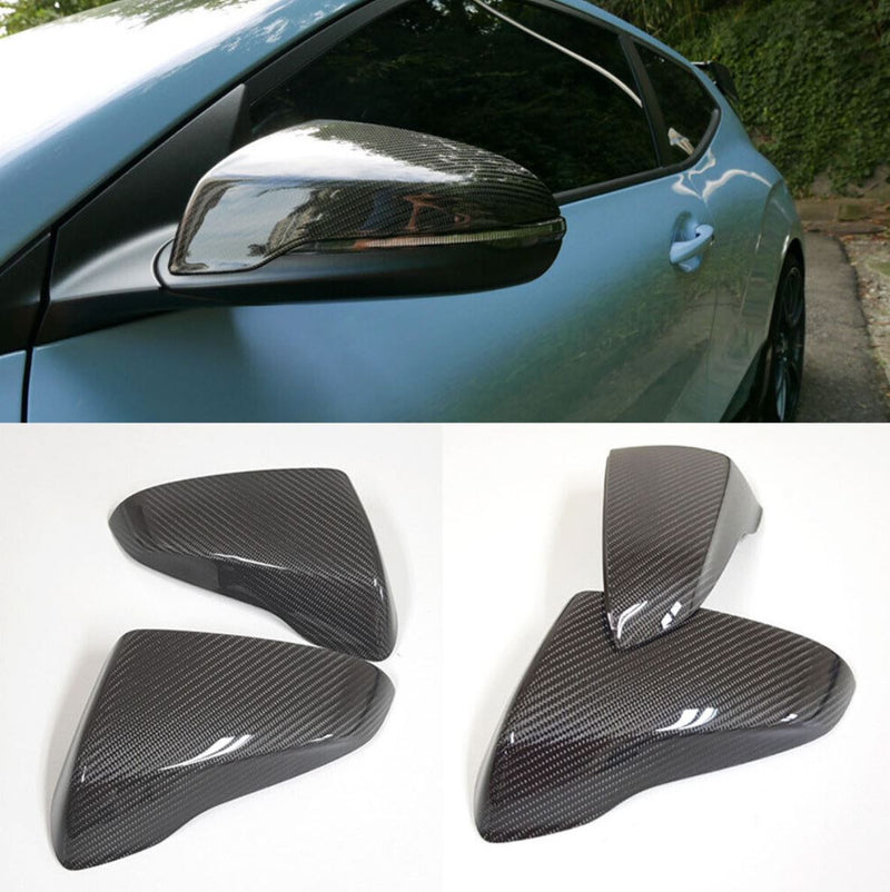 Real Carbon Fiber Door Wing Hood Side Mirror Cover Cap 2p for HYUNDAI Veloster N