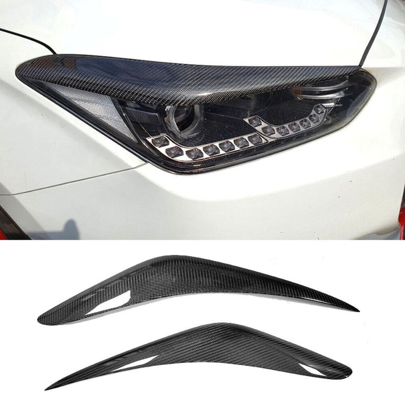 Real Carbon Fiber Head Lamp Eyeline Trim Molding 2p for Hyundai Veloster N 18-20