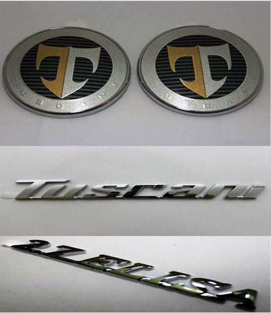 Genuine Front & Rear Emblem, Tuscani & 2.7 Elisa Logo 4p Set For Hyundai Tuscani